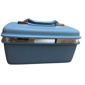 Vintage 60s 70s Blue Samsonite Montbello Travel makeup Case